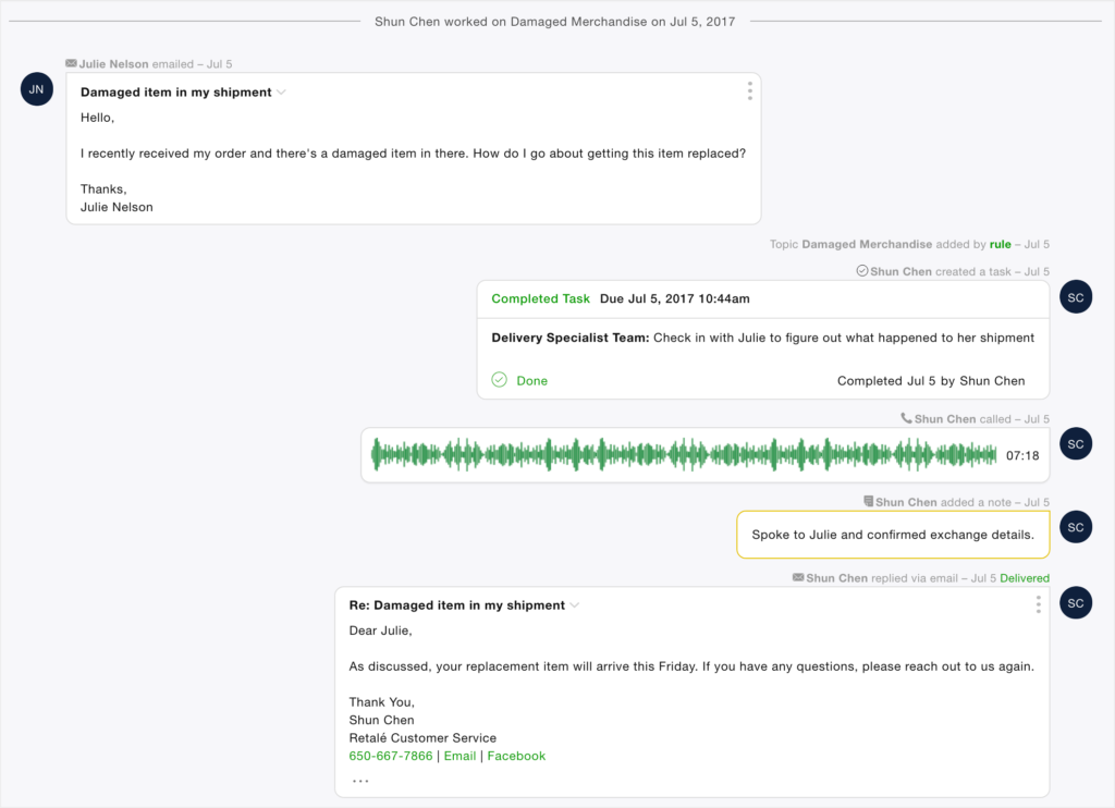 Conversation timeline