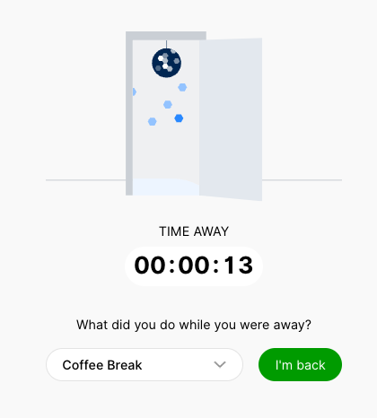 timer indicating how long an agent has been away