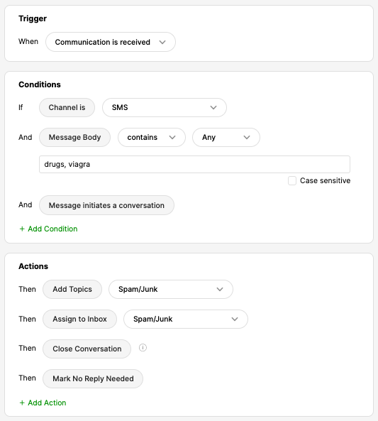 image showing how to Block messages with specific keywords
