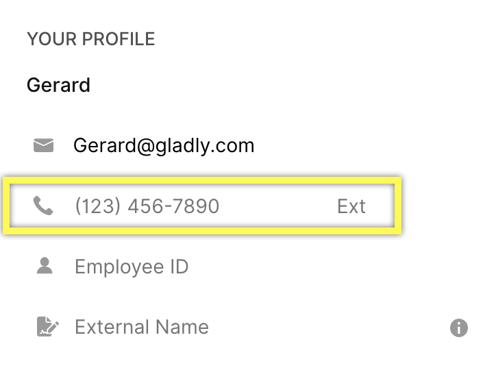 field to enter external extension number