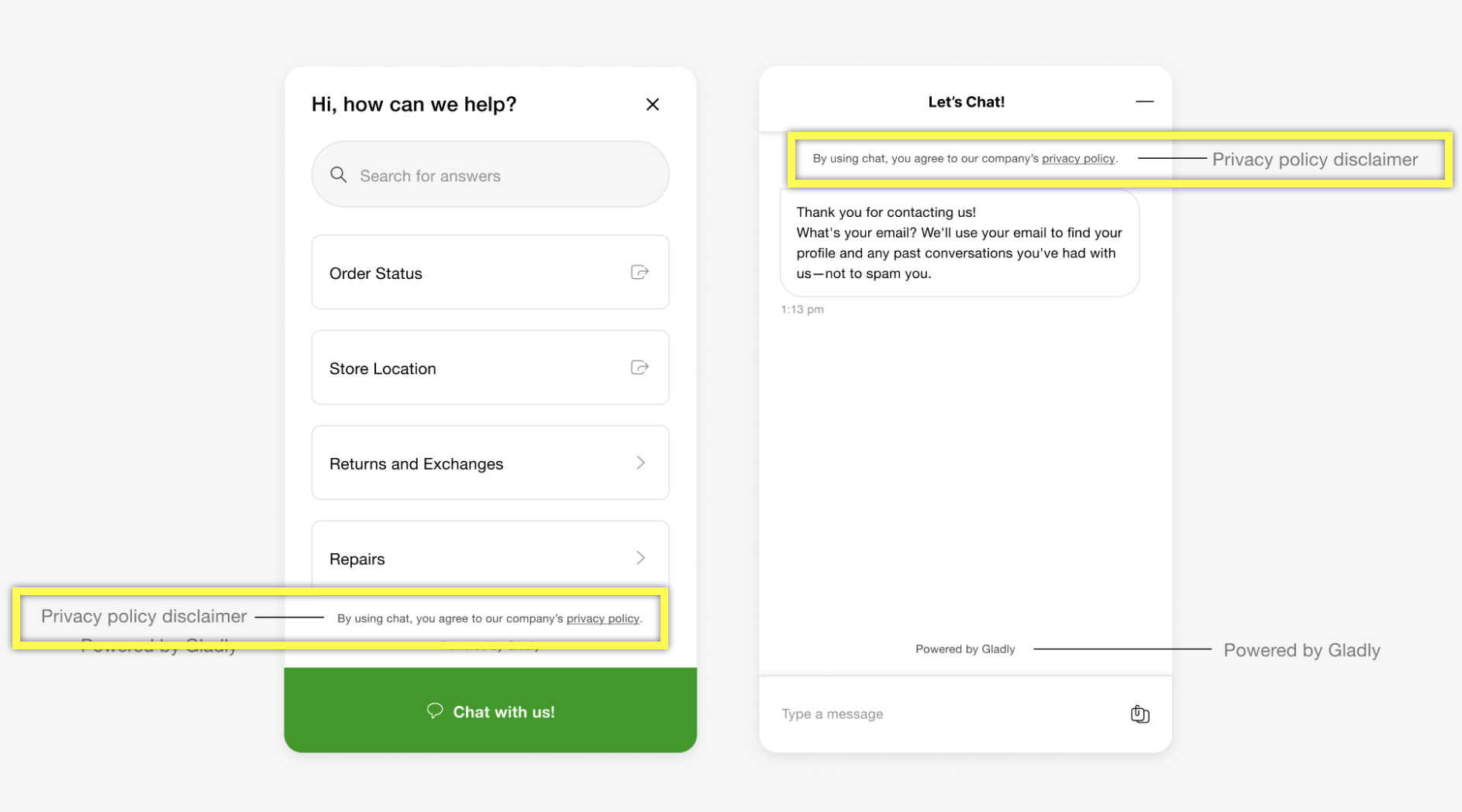 privacy policy placement