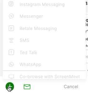 Displays the scrollable Gladly Plus Menu for custom Actions.