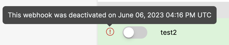 Icon indicating a webhook is deactivated.