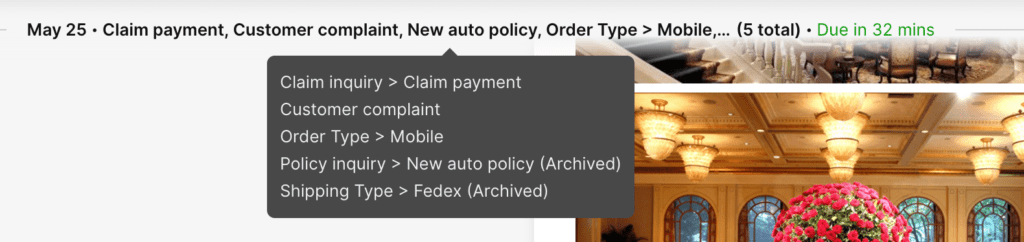 conversation header displaying topics in alphabetical order