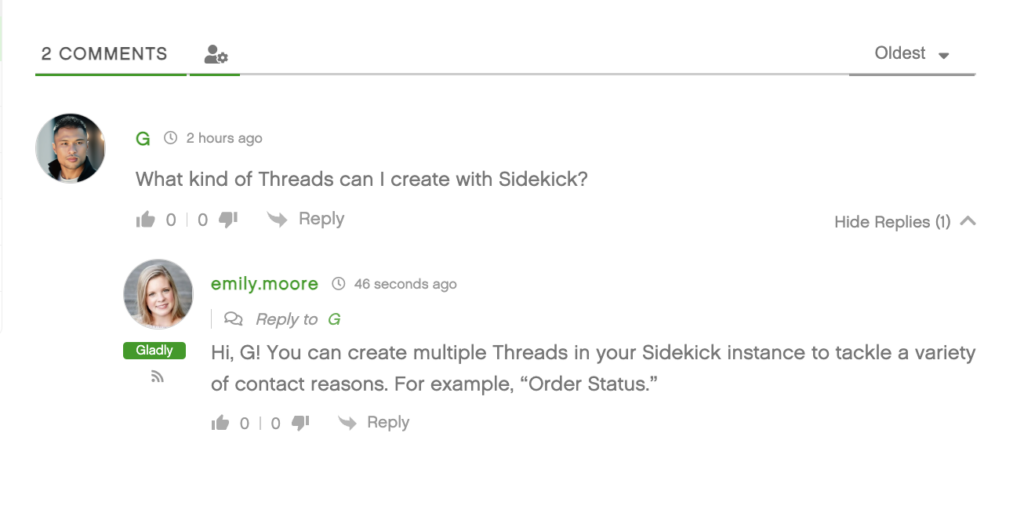 comments interaction in the community